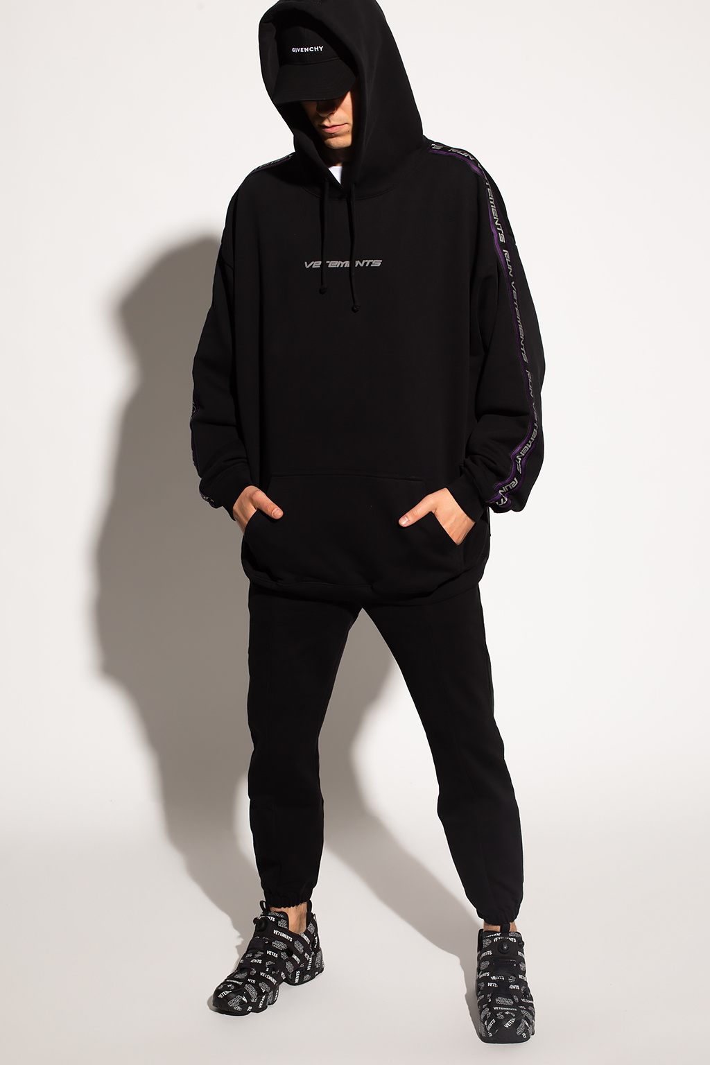 Vetements black cheap tape hoodie